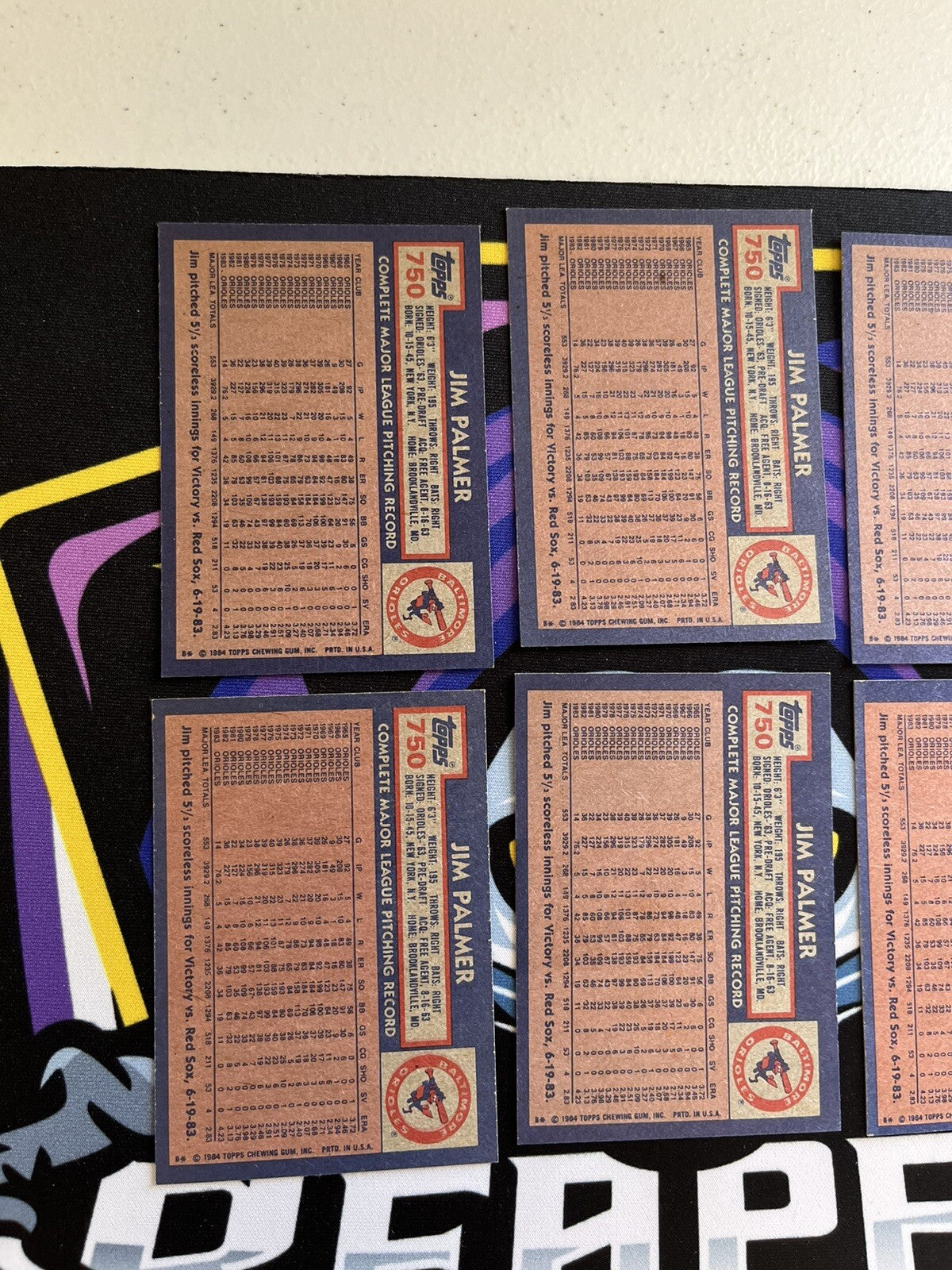 1984 Topps Jim Palmer Orioles Lot Of 6