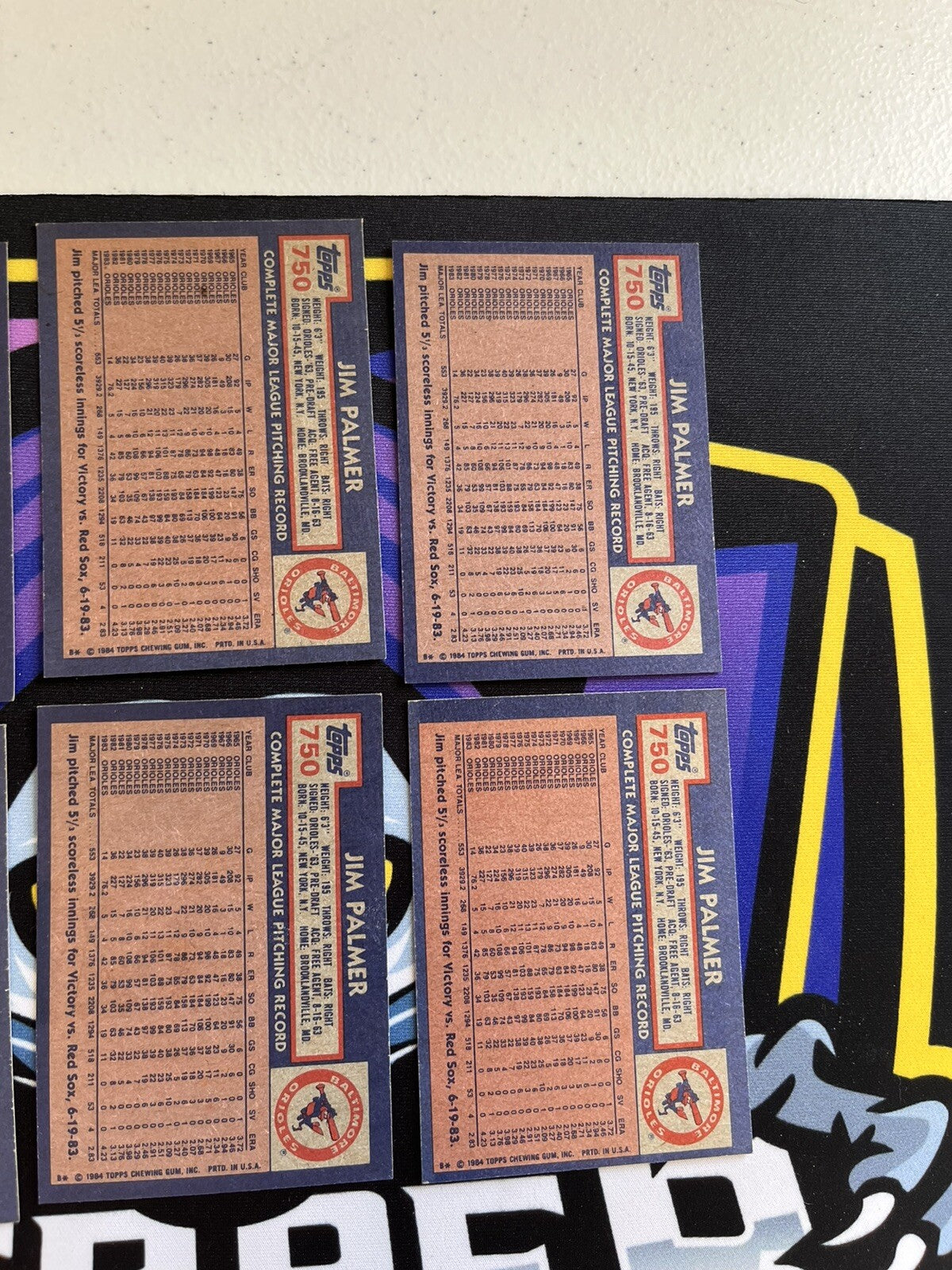 1984 Topps Jim Palmer Orioles Lot Of 6