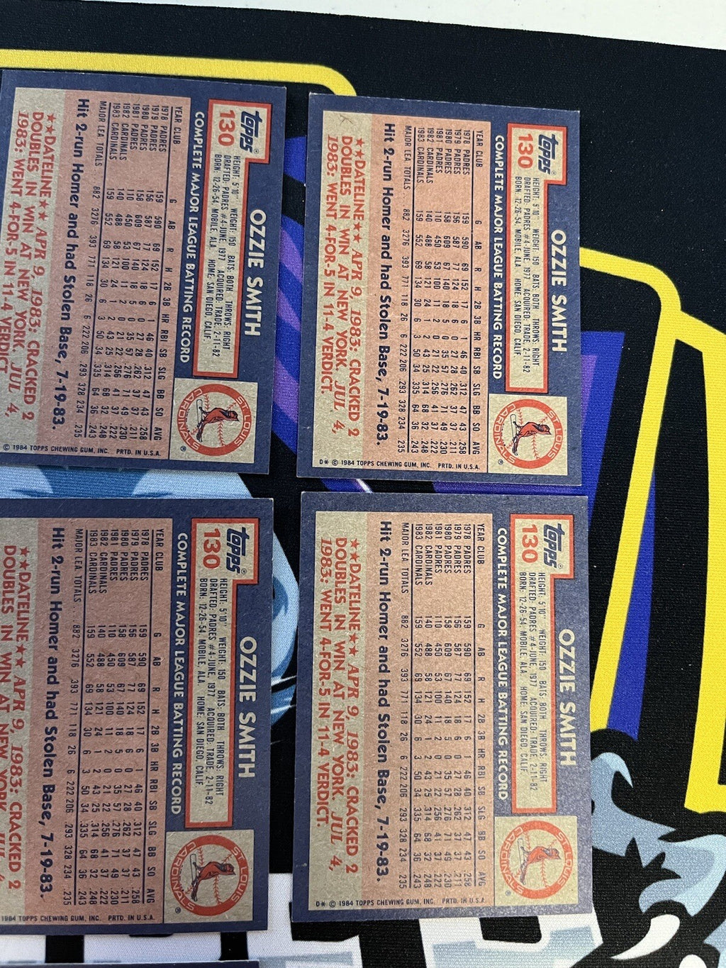 1984 Topps Ozzie Smith Cardinals Lot Of 7