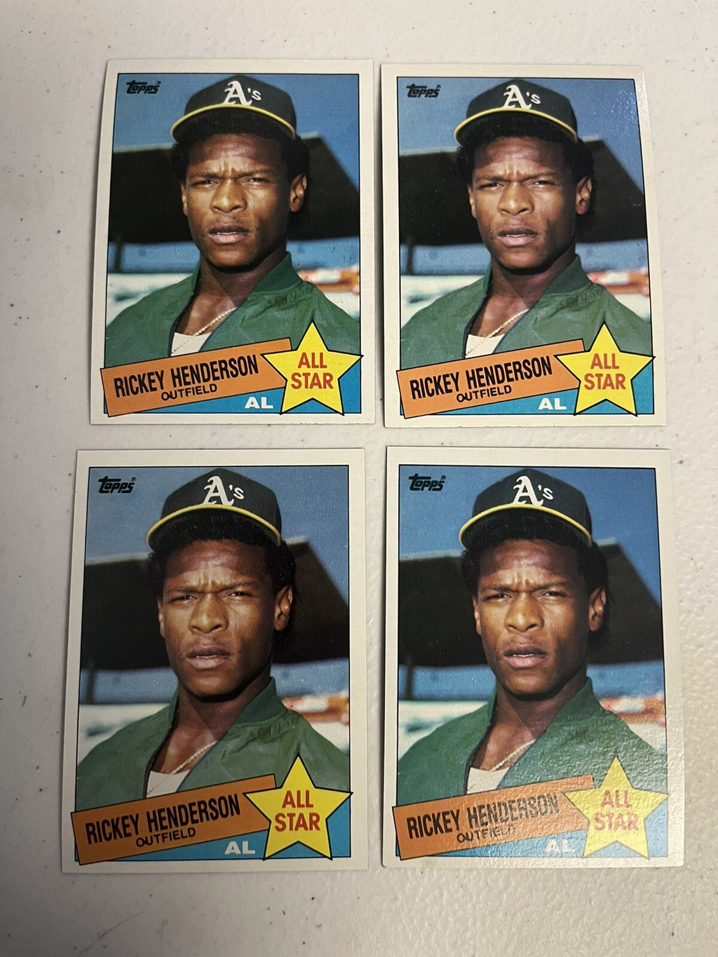 1985 Topps Rickey Henderson All Star 4 Card Lot NM/MT