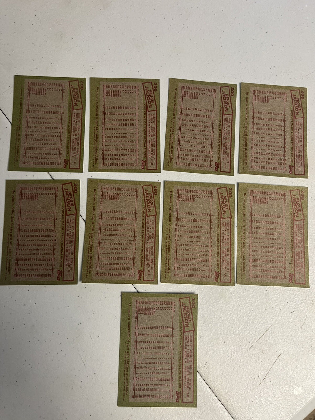 1985 Topps Baseball Reggie Jackson Lot Of 9 Cards