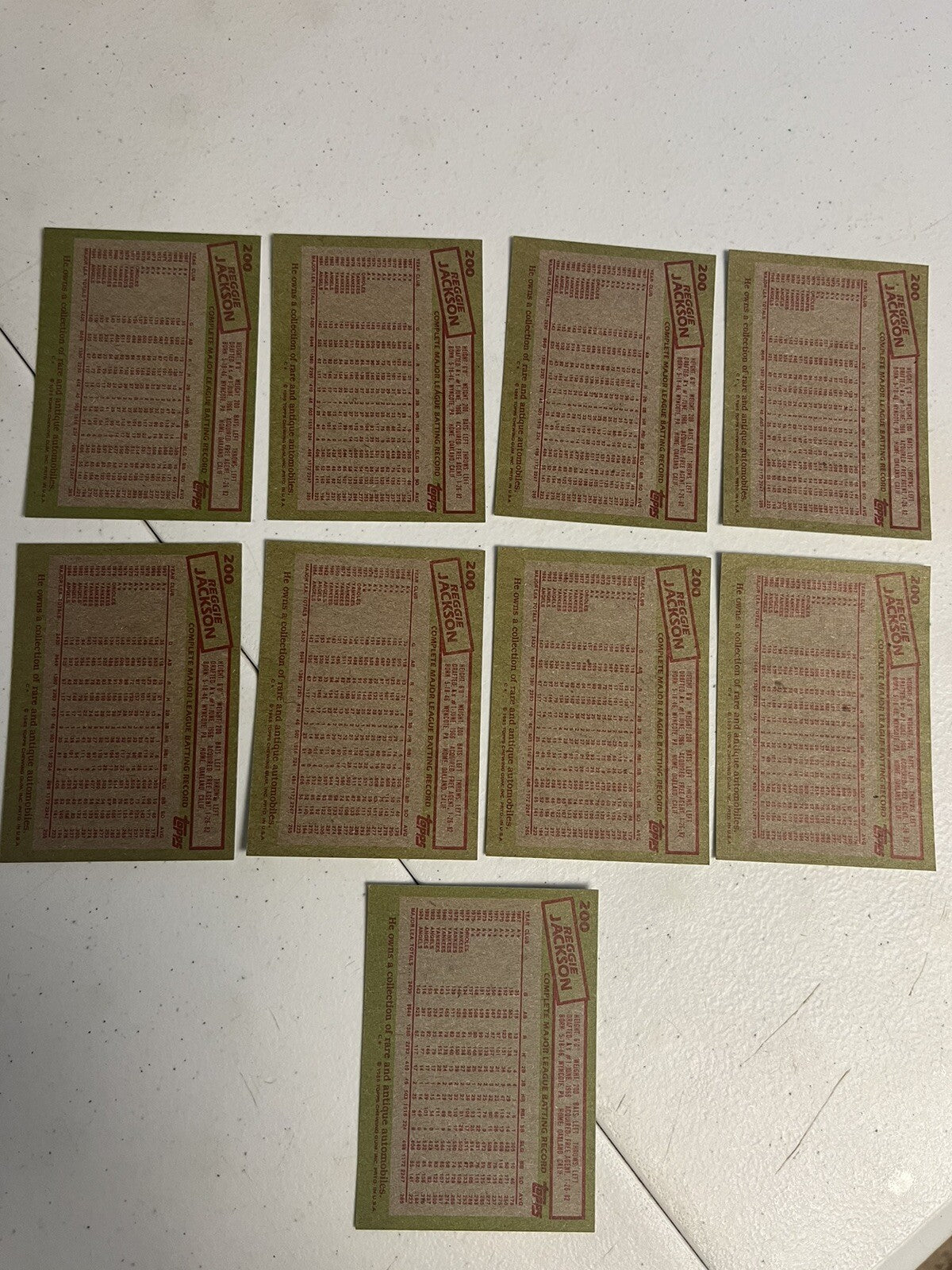 1985 Topps Baseball Reggie Jackson Lot Of 9 Cards