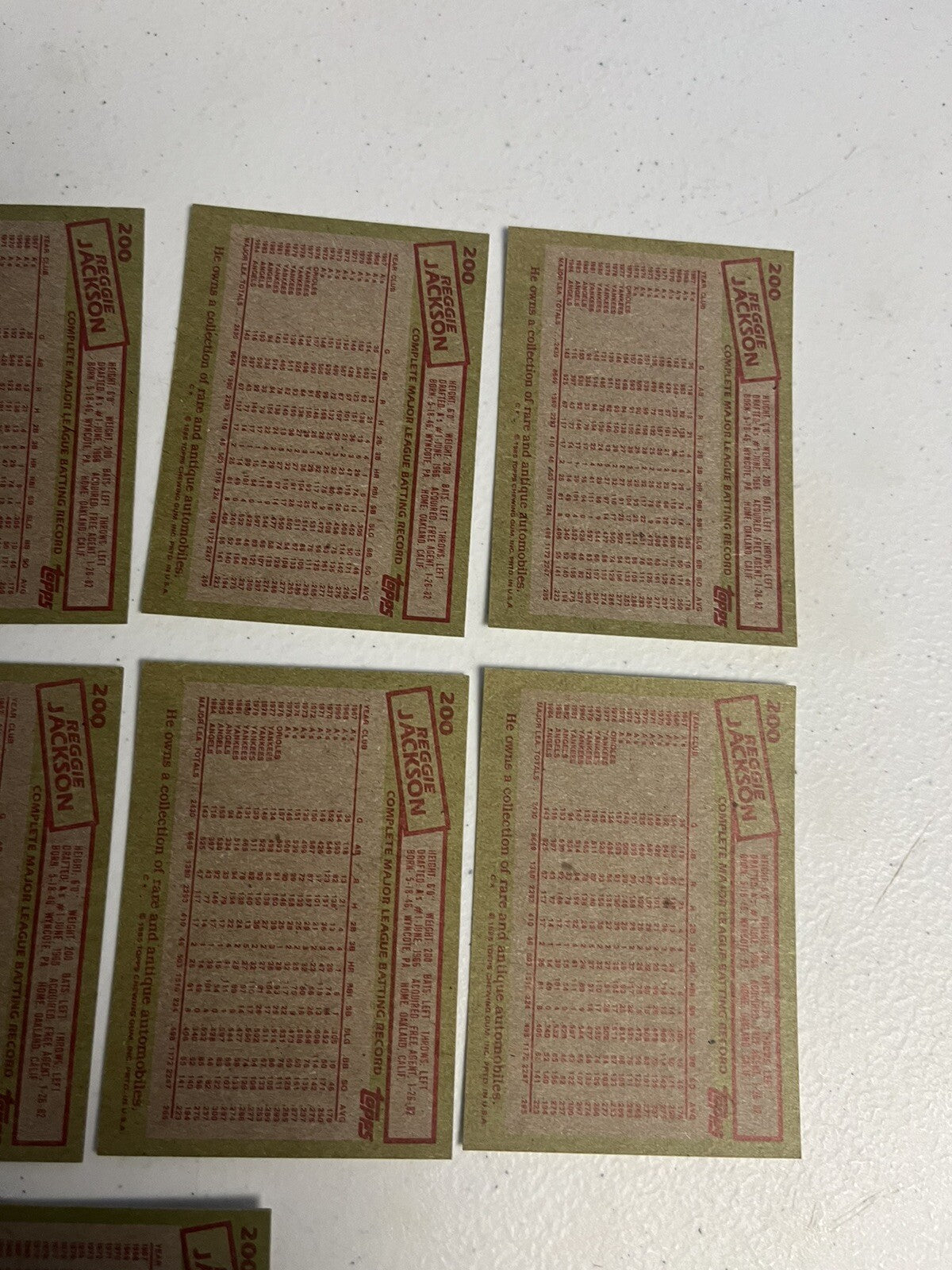 1985 Topps Baseball Reggie Jackson Lot Of 9 Cards
