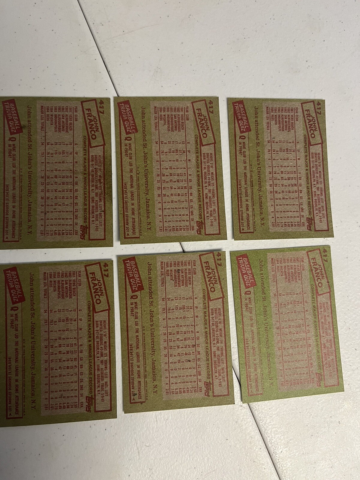 1985 Topps John Franco 6 Card Lot NM/MT Reds