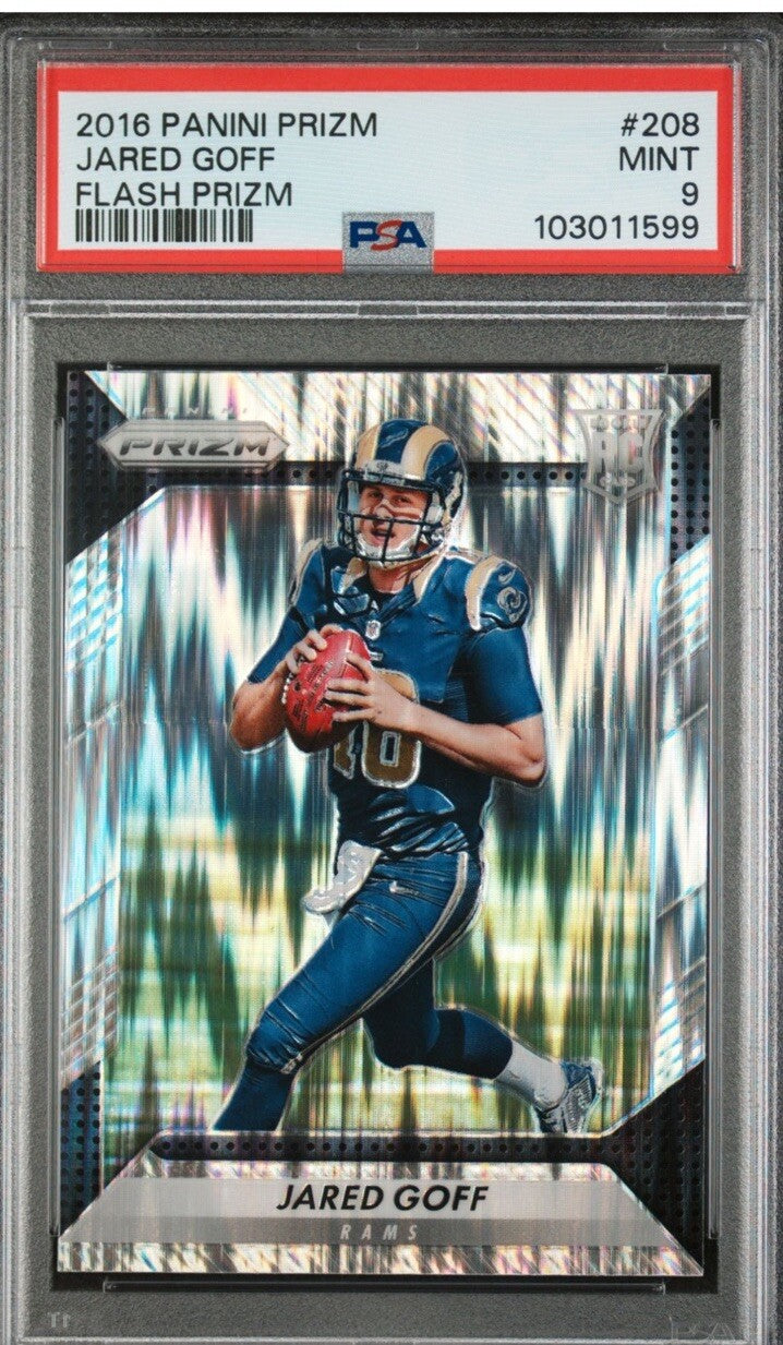 2016 Panini Prizm Jared Goff Rookie RC #208 Flash Prizm PSA 9 Mint