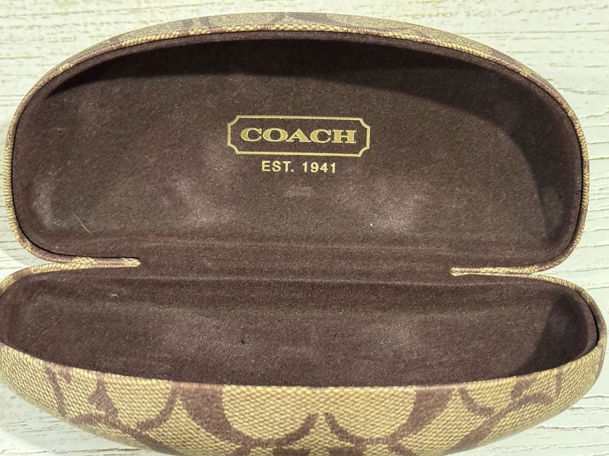 Coach Signature Hard Clamshell Case Brown Beige for Glasses Sunglasses