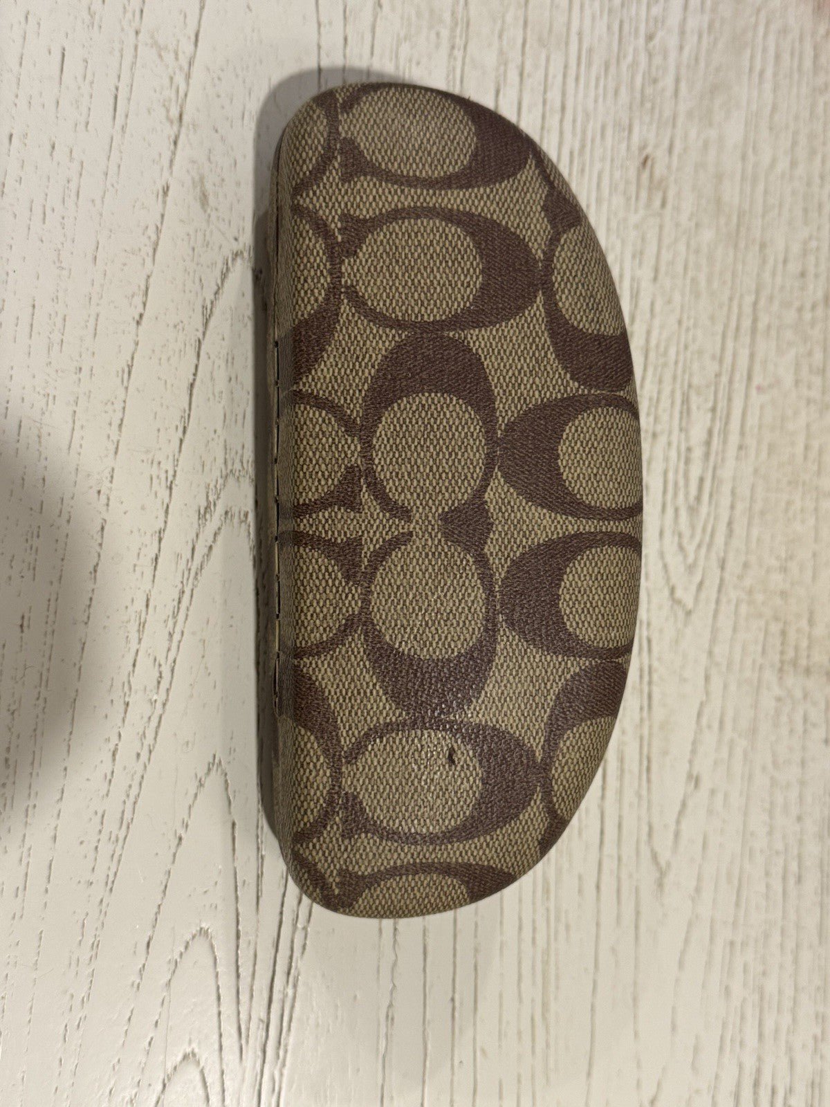 Coach Signature Hard Clamshell Case Brown Beige for Glasses Sunglasses