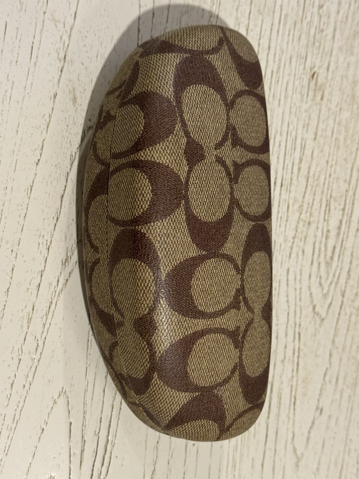 Coach Signature Hard Clamshell Case Brown Beige for Glasses Sunglasses