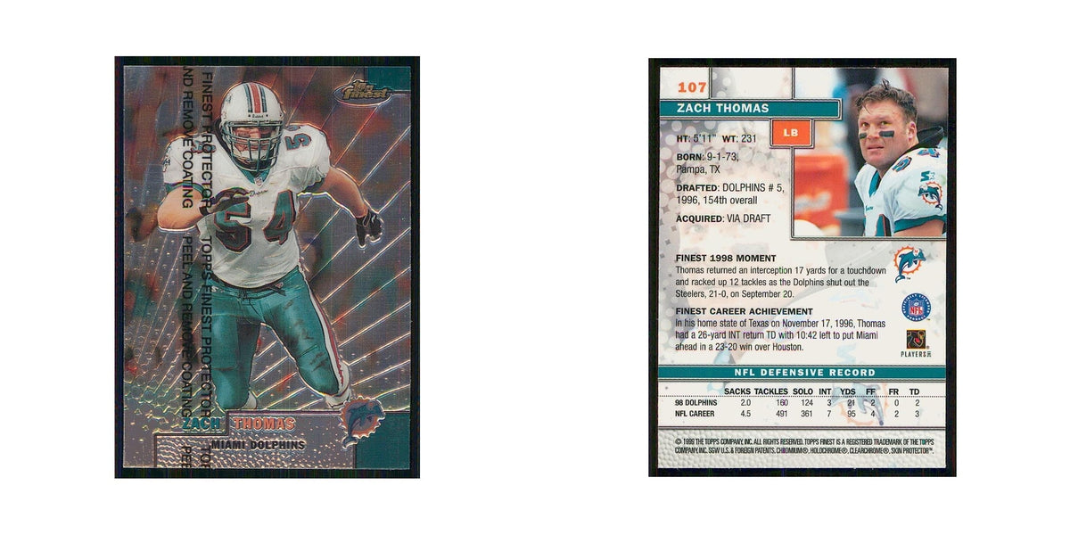 1999 Topps Finest w Coating Zach Thomas Dolphins 107